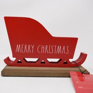Rae Dunn Merry Christmas Red Sleigh Wood New